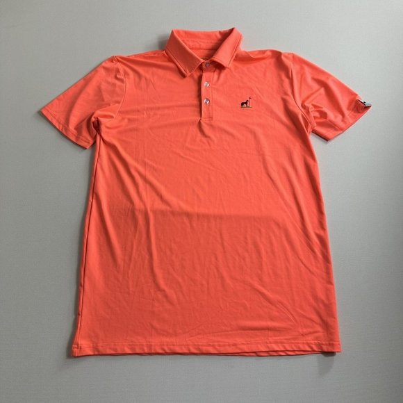 Proud‎ 90 Mens Golf Polo Shirt Size Small Neon Orange Short Sleeve Solid Stretch - Picture 1 of 10